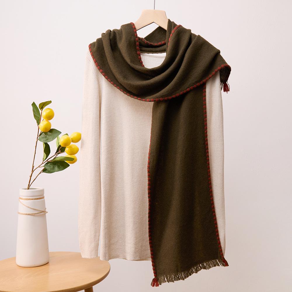 

Унисекс Однотонный Кашемировый Шарф - Зимний Теплый Шарф-снуд Шаль из Внутренней Монголии армия зеленый