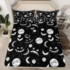 Gothic Spooky Bedding Set Pumpkin Lantern Cute Halloween Bed Sheets for Kids Boys Teens,Ghost Spiderwebs Fitted Sheet Black Cat Cobwebs Bats
