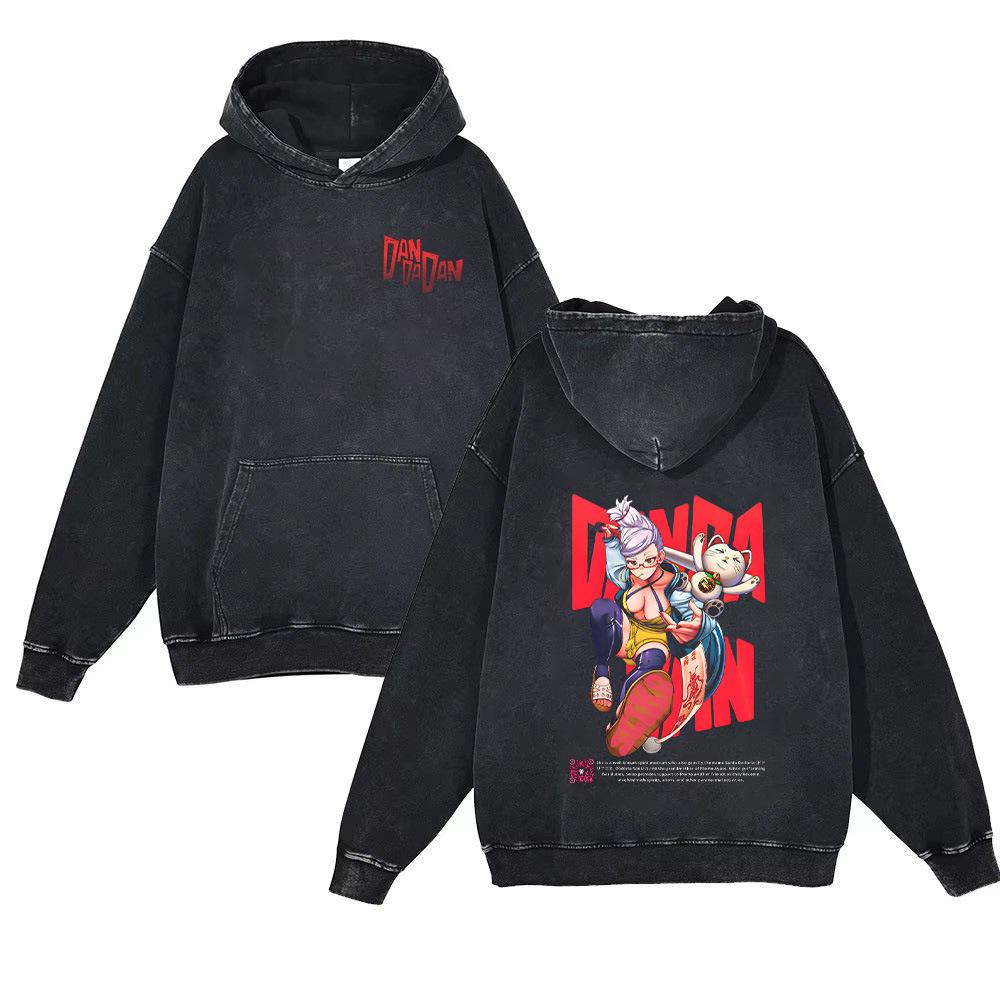 440g Vintage Anime Streetwear Retro Cotton Hoodie