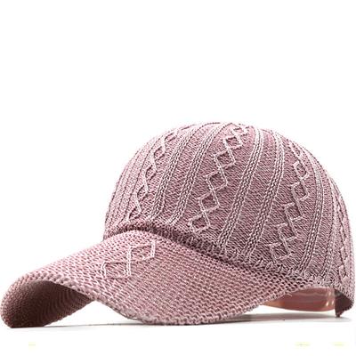 Baseball Cap Spring and Summer Rhinestone Knitted Duckbill Cap Semi-circular Pearl Hollow Sun Hat