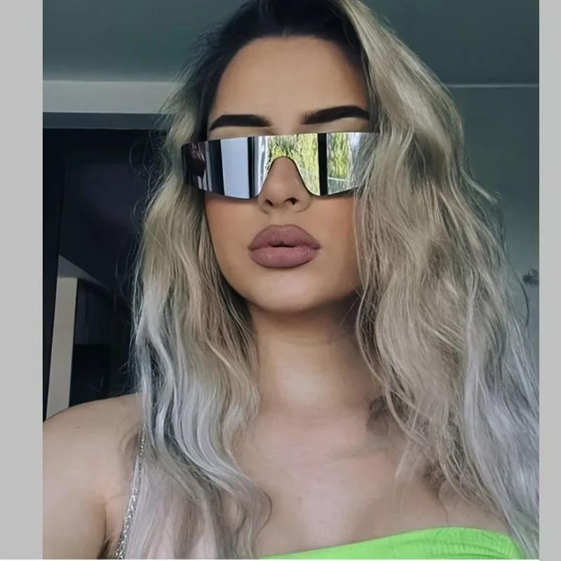 

Retro Punk Frameless Sunglasses, One-Piece Silver Mirror Wrap-Around Shades for Party & Daily Wear United States