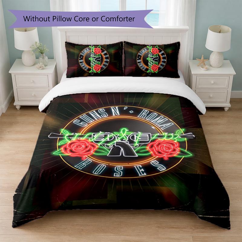 Guns N’ Roses Print 3Pcs Bedding Set Duvet Cover With Two Pillowcases Soft Bed Linen For Household Bedroom