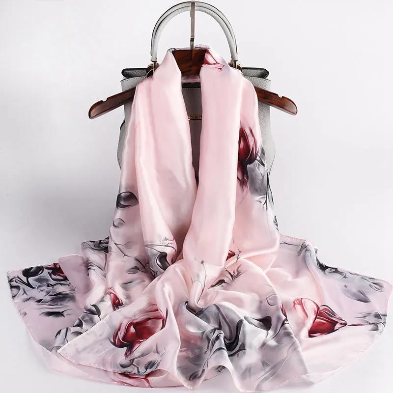 Scarf Shawl Long Fashion All-match Imitation Silk Fabric Women's Silk Scarf