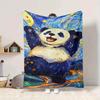 1pc Panda Night Lightweight Flannel Blanket, Comfortable and Warm Blanket, for Office and Camping Sofa Bed, Livingroom203