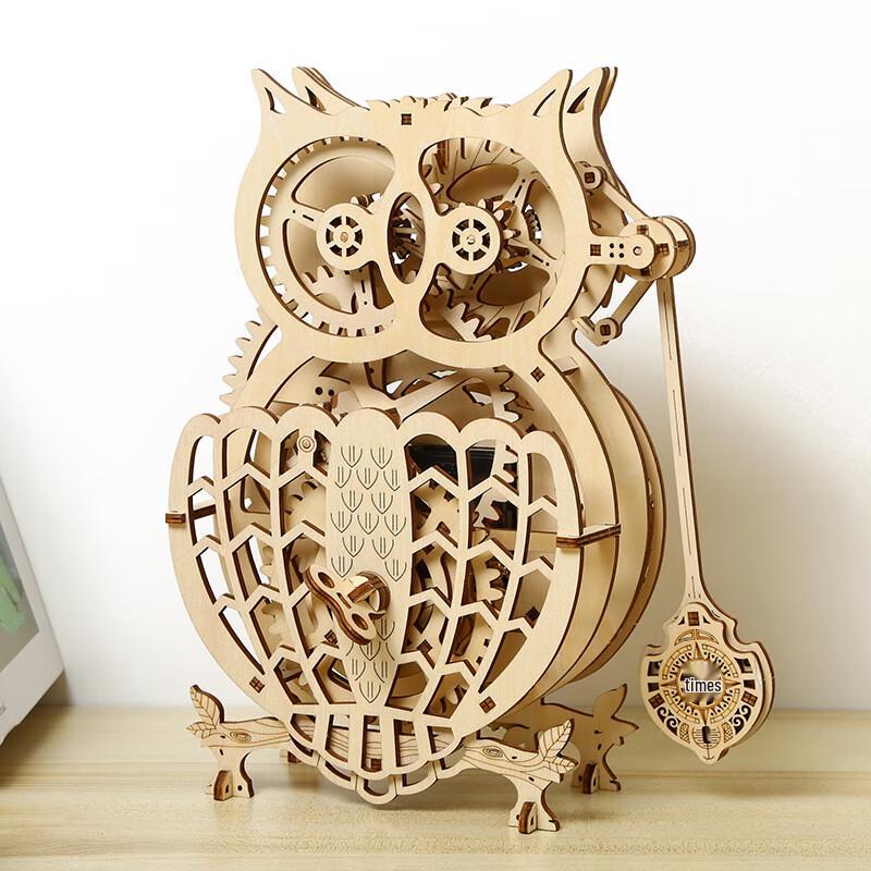 DIY 3D Wooden Owl Pendulum Clock Puzzle