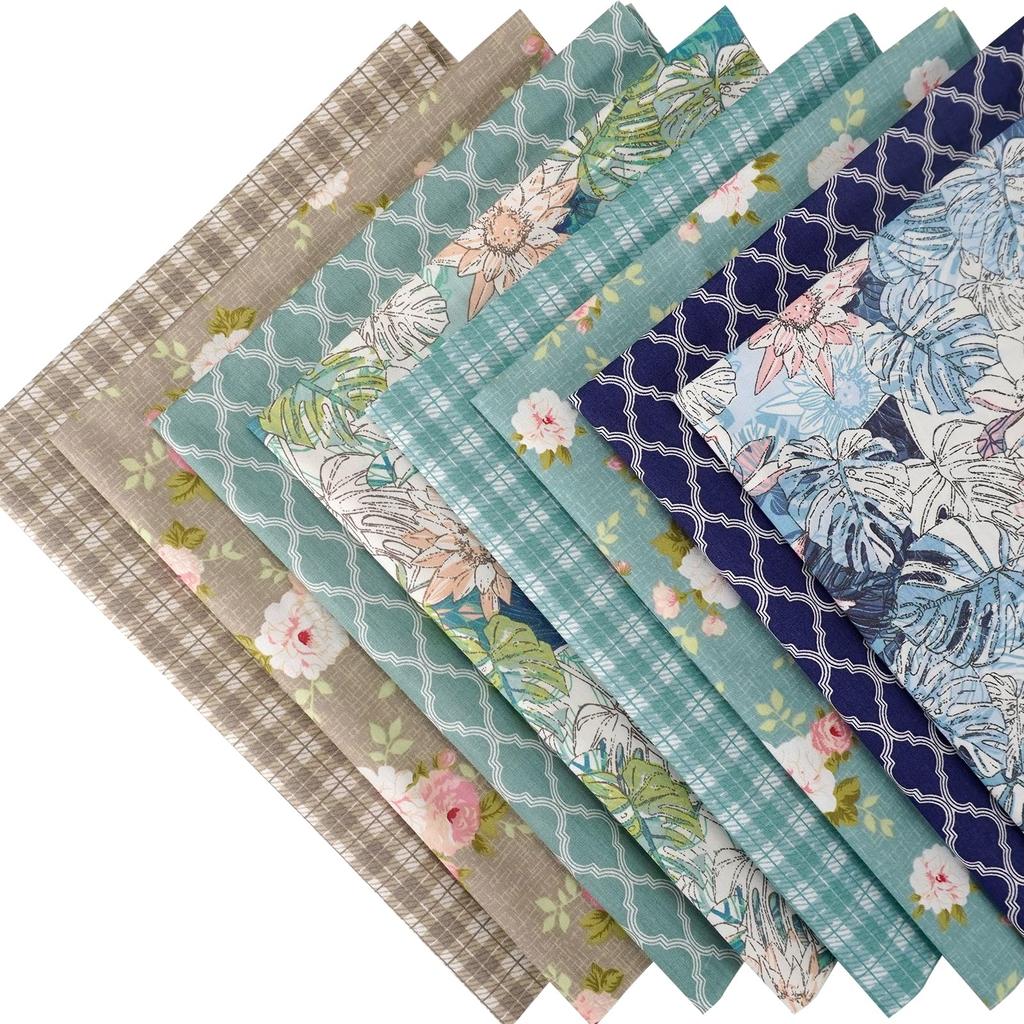 Set of 8 Floral Print Cute for DIY 46x56cm Fabric, Scraps, Crafts,