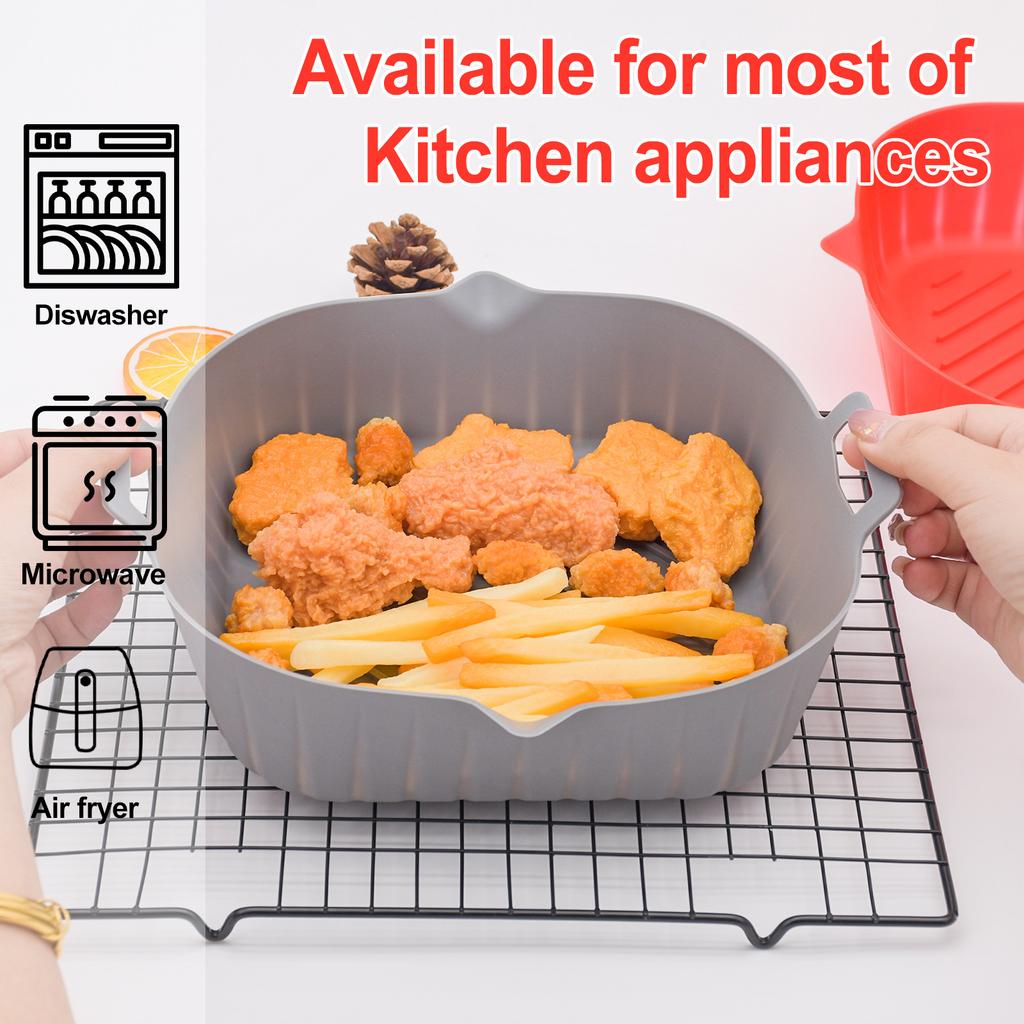 Silicone air fryer special tray food safety reusable square barbecue mat baking tray oven baking mold plate suitable for kitchen