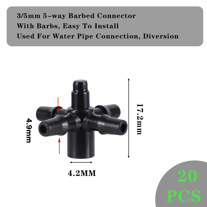 20pc Garden Irrigation Connector Barb 3/5 Mm 3 Way Elbow Water Pipe Connector Accessory Repair For Garden Potted Plants