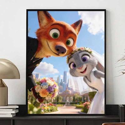 Diamantmalerei Zootopia Hochzeitsthema Fan Art Cartoon Mosaik Diamant Kreuzstich Handgemacht DIY Geschenk Heimdekoration
