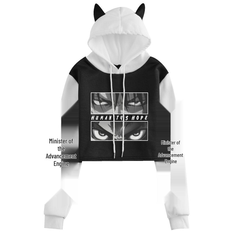 Attack on Titan Cat Ear Hooded Sweatshirt - European Size, Spring/Autumn, Color Block Design