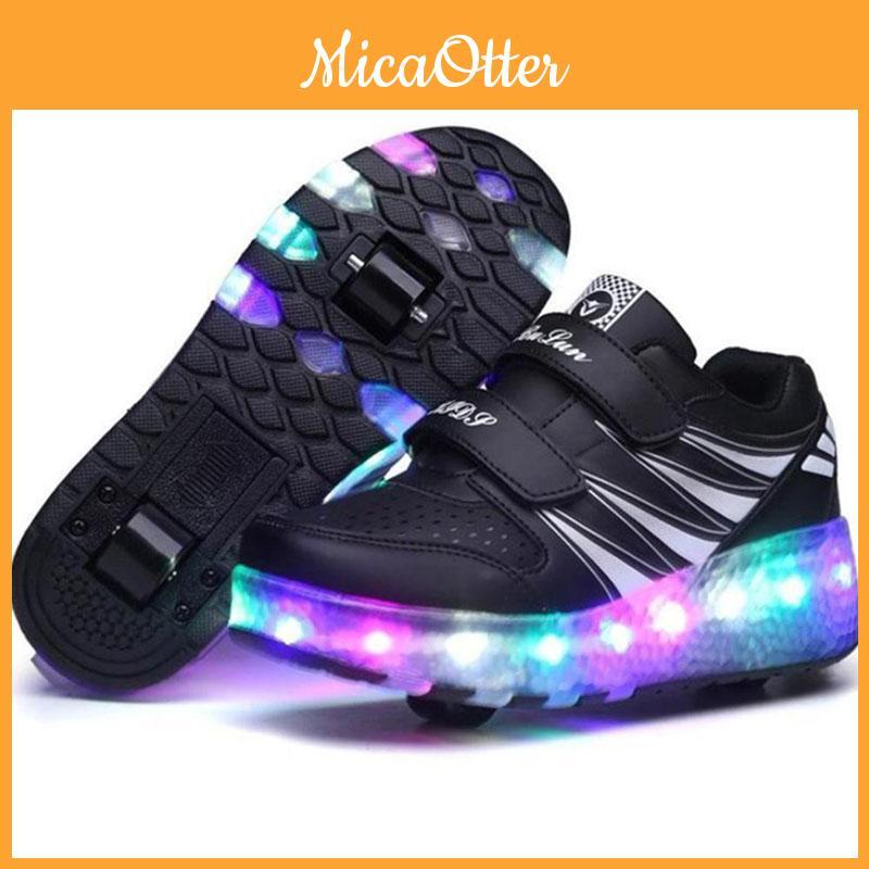 Lighted Unisex Led Shoes With Wheels Mesh Roller Skate Luminous Men Women Sneakers