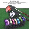 9PCS Golf Club Head Covers Waterproof PU Numbered Golf Club Head Protector for Outdoor Black
