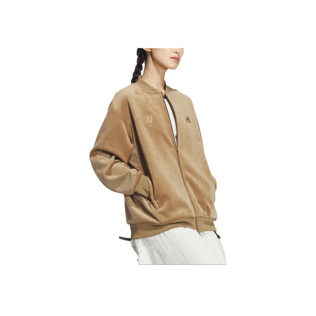 Adidas Lounge Bonded Warm Sports Casual Loose Long Sleeve Jacket Women Jackets Desert-Brown JJ3547