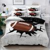 3pcs White Bedding Set Rugby 3D Printed Cozy Duvet Cover King Queen Twin Size Birthday Gift for Adult Boy Kid Bedroom Decoration