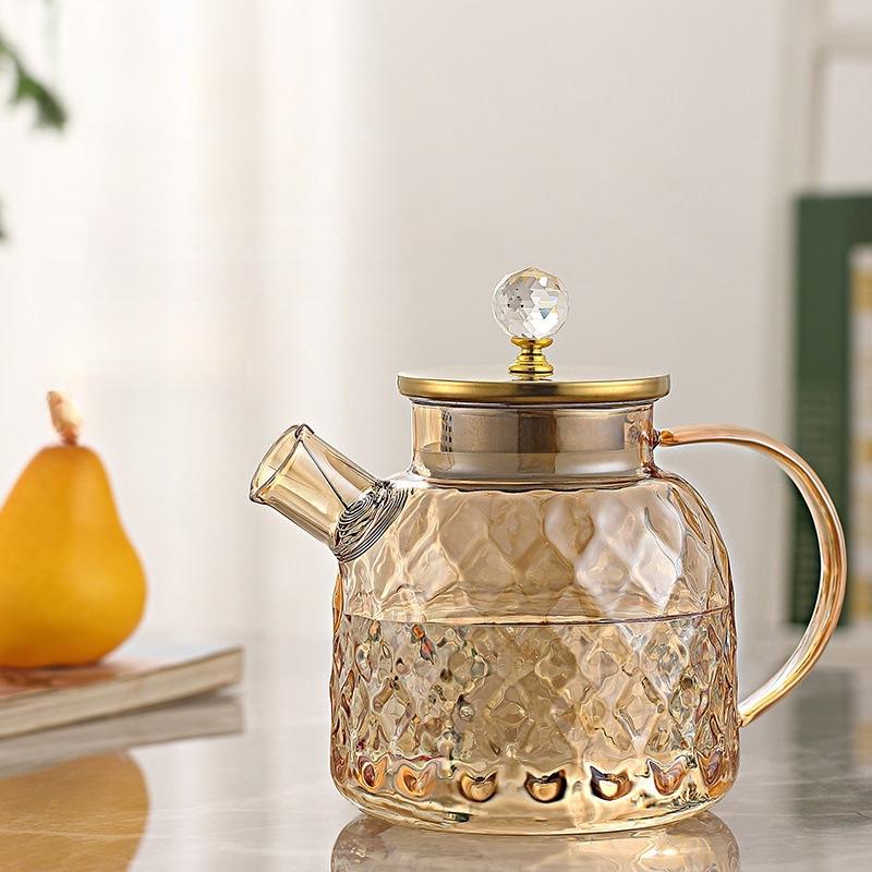 New Champagne Color Glass Cool Kettle Stainless Steel Lid High Borosilicate Glass Juice Pot Large Capacity Household Lanling Pot