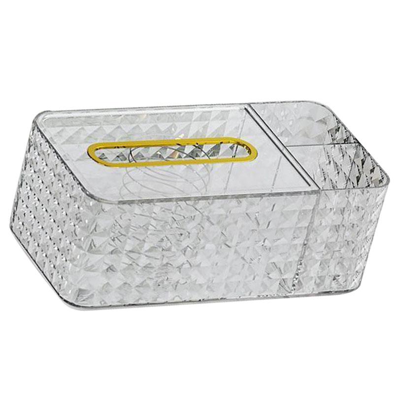 Tissue Storage Box Rhombus Texture Side Partition Towel Napkin Container Case Transparent White