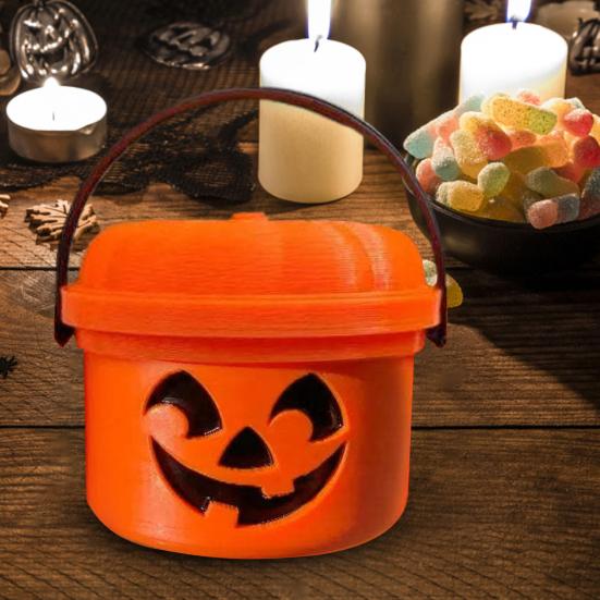 Halloween Pumpkin Bucket Miniature Design Pumpkin Orange Bucket Mini Storage Containers Festive Halloween Decoration
