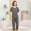 Mom's Fashionable Summer Short-Sleeve Set: Stylish Cardigan Top, Cool Two-Piece Outfit for Middle-Aged and Elderly Women.