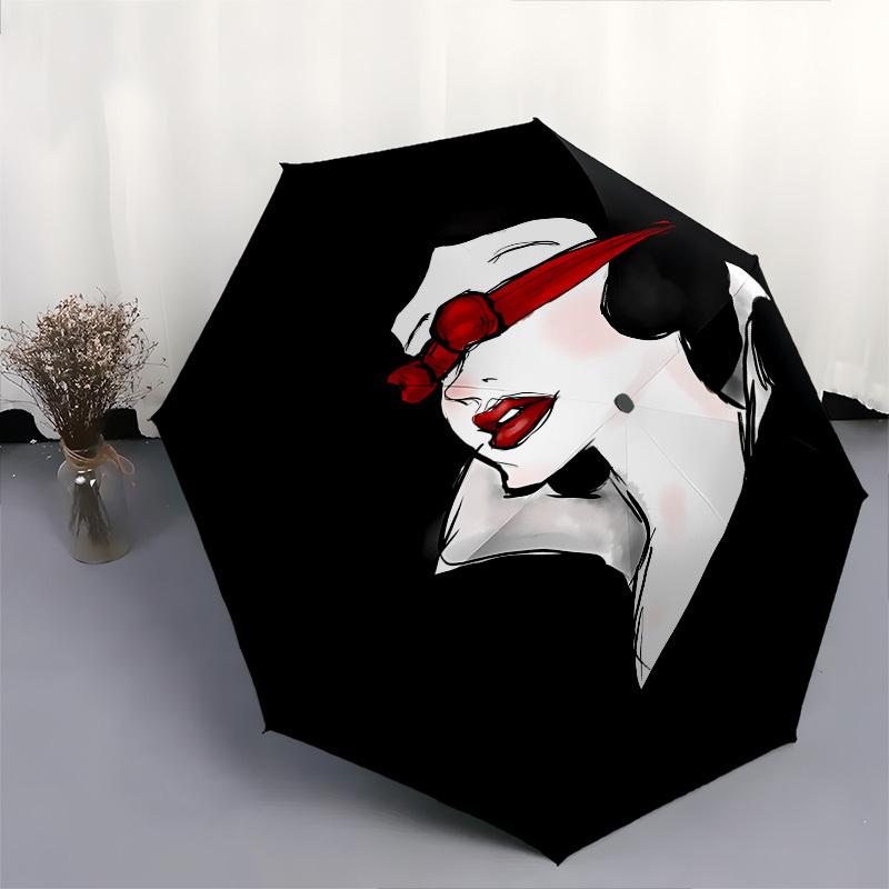 Snow White Themed Automatic Opening and Closing Umbrella, Brightly Colored 8-rib Portable Umbrella, Suitable for Men and Women, A Perfect Gift for Chr