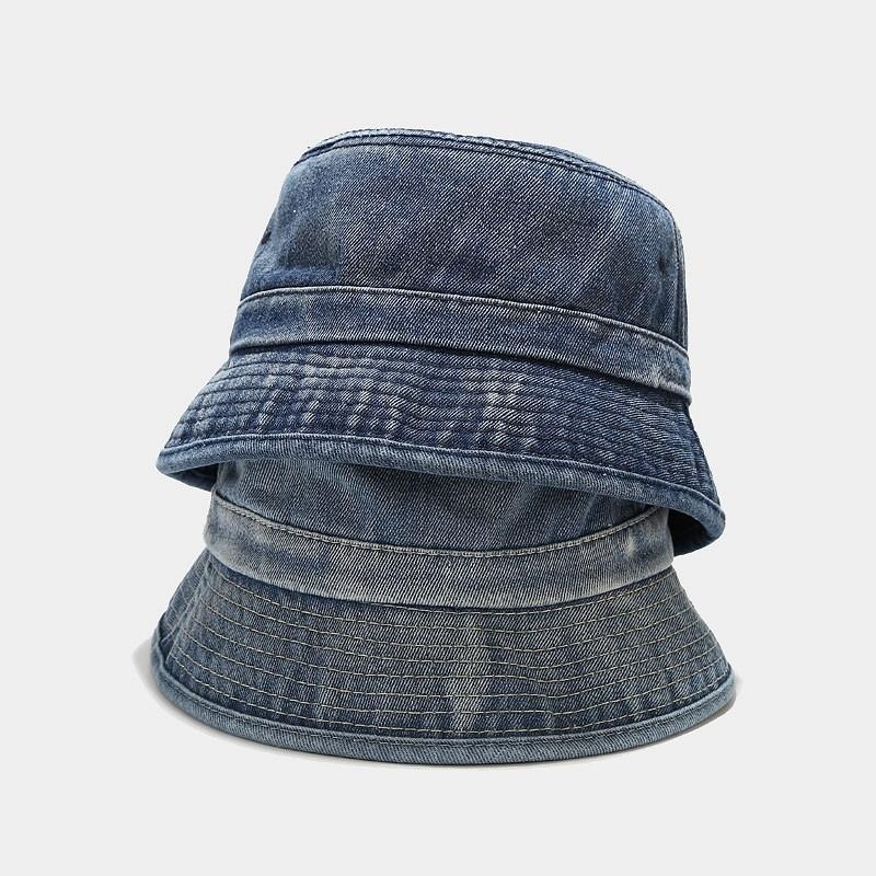 Vintage Denim Bucket Hat Women Sun Protection Foldable Sun Hat For Summer Beach