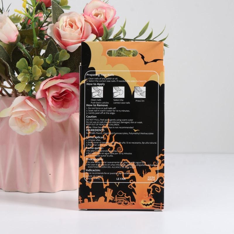 24Pcs Stiletto Fake Nails Coffin Nails Halloween False Nails Punk Full Cover Artificial Press On Nails for Women Girls