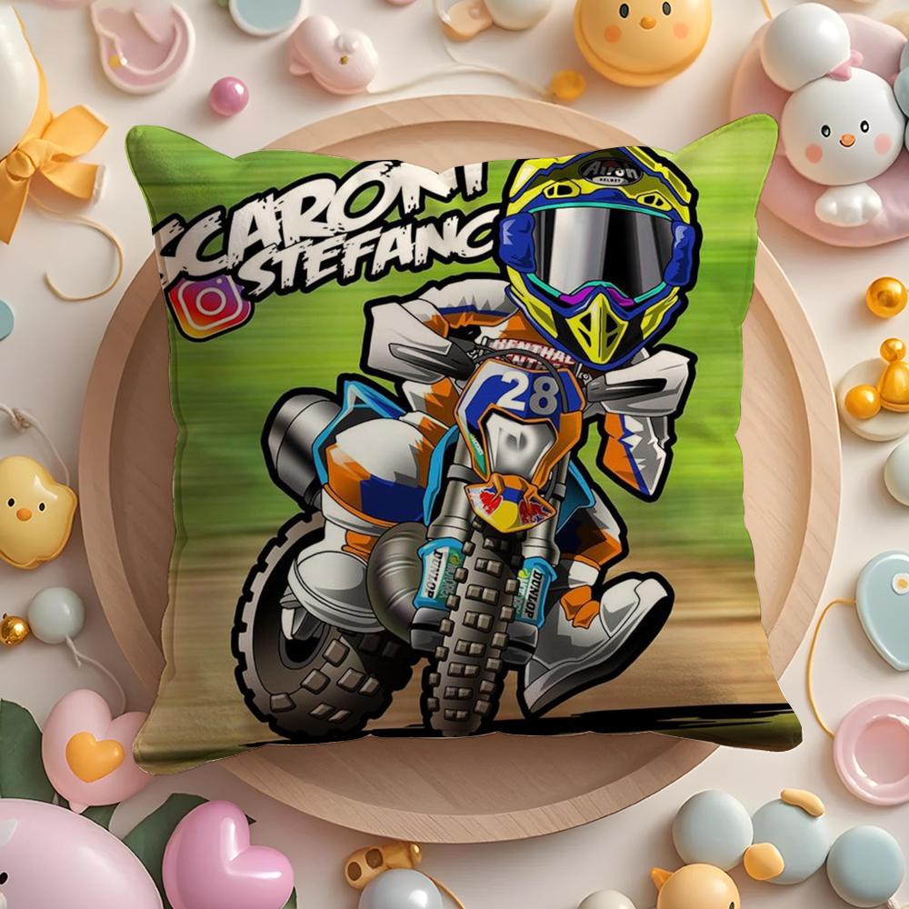 Cartoon Motorcycle Pillow Case Soft Plush Fabric Double-Sided Printed Cushion Cover Warm Winter Sofa Pillow Case