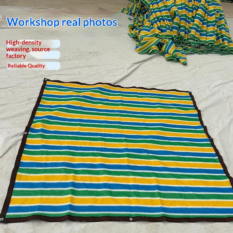 Colorful Striped Sun Shade Net High-Density Breathable Mesh Sunshade Sails Tent For Patio Garden Camping Sun Shade Net