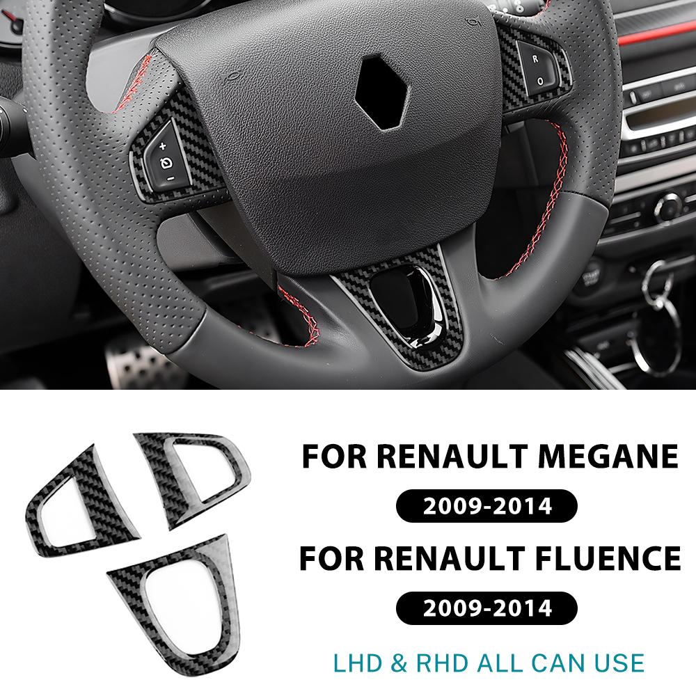 For Renault Megane 3 RS Scenic Fluence 2009 2010 2011 2012 2013 2014 Real Soft Carbon Fiber Sticker Car Steering Wheel Frame