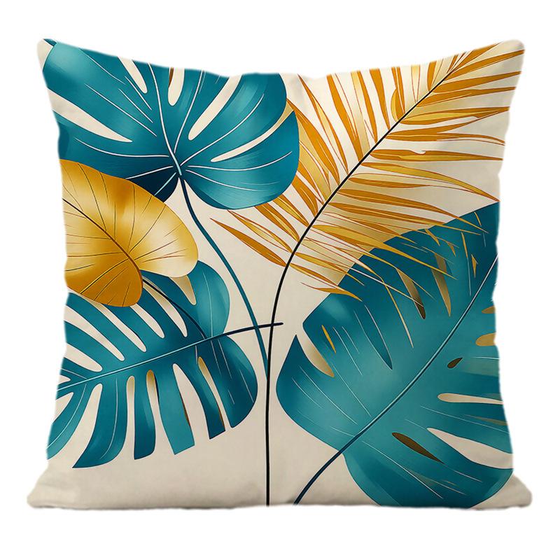 Tropical Plant Leaf Throw Pillow Covers, Monstera Areca Palm Print, Soft Polyester Zipper Pillow Cases, Machine Washable for Sofa Balcony