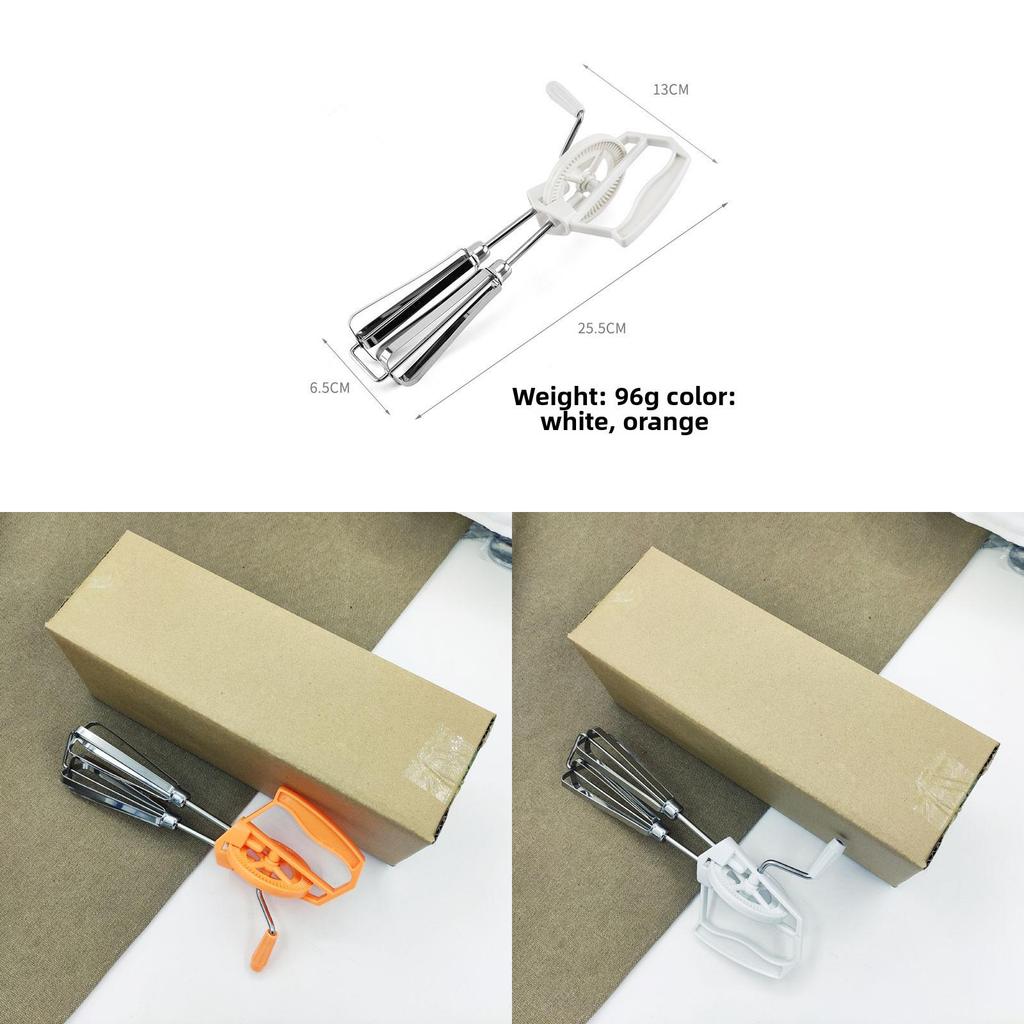 Stainless Steel Handheld Manual Egg Beater With Splash Guard For Home Baking And Cooking