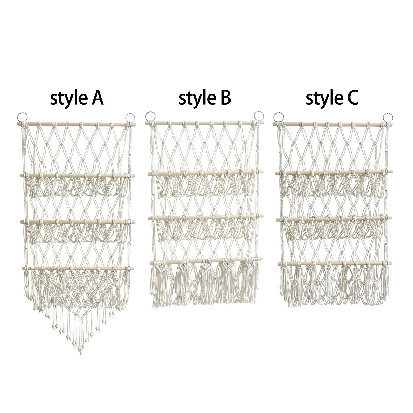 Stuffed Animals Storage Hammock with Tassels Macrame Organizing Plush Toy Organizer Handwoven for Home Decor Nursery Playroom