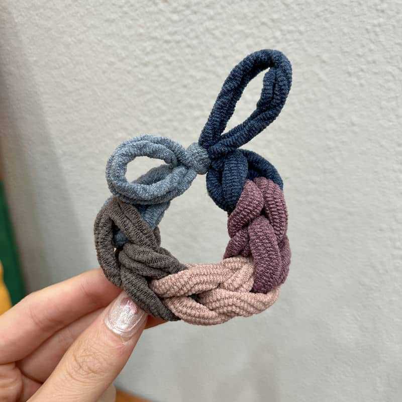 10Pcs High End Rubber Band Women's Woven Bow Headband Head Tie High Elasticity Headband Rubber Band Headband Hair Accessory