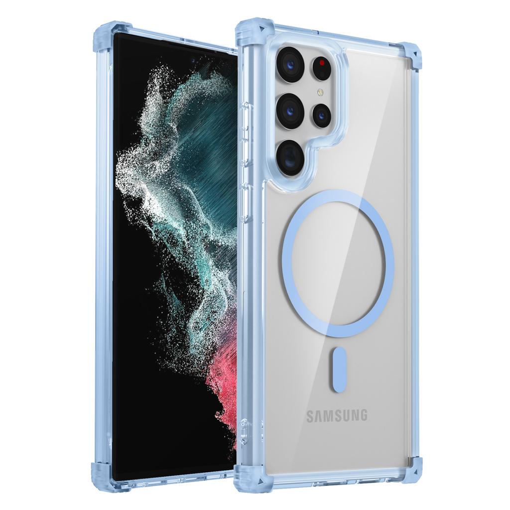 For Samsung Galaxy S22 Ultra 5G Magnetic Case TPU+PC Clear Phone Cover