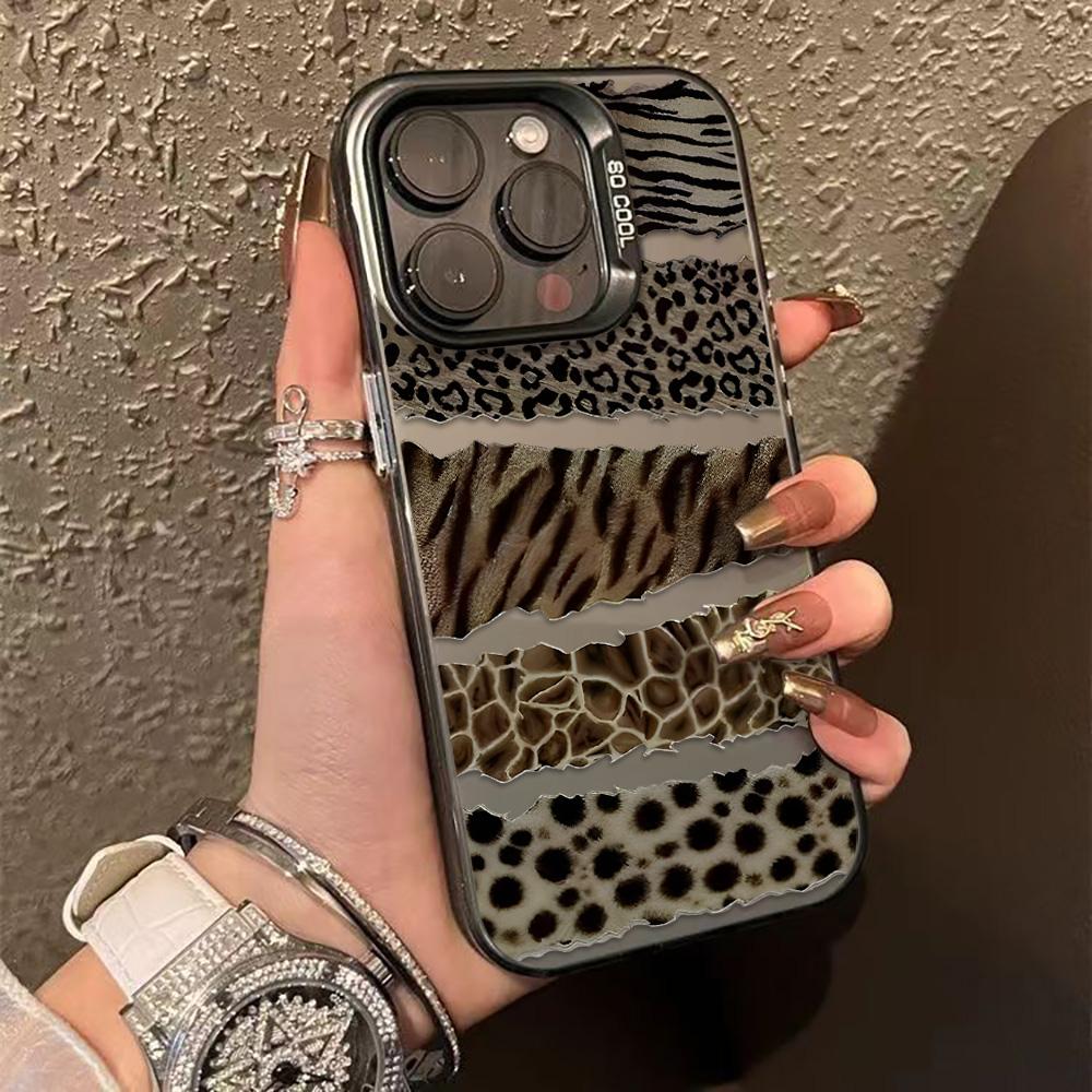 Leopard Print Phone Case For iPhone 16 13 15 14 11 12 17 Pro Max 16 Pro Max Shockproof Bumper Armour IMD Cover Funda Coque Shell