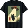 Vintage Kot Kosmita Kot Tata UFO Porwanie Graficzny T-shirt