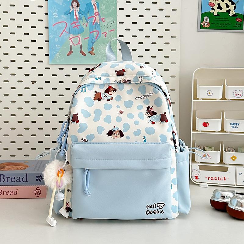 Schoolbag Japanese Ins New High-value, Fresh, Sweet and Cute Polka Dot Puppy Backpack, Light Backpack for Junior High School Students