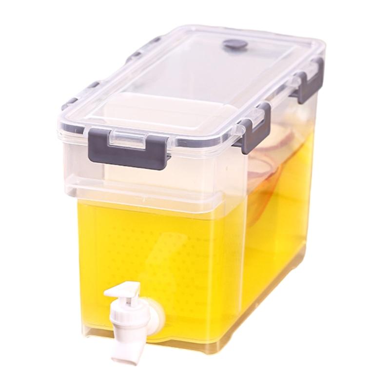 Clear High Capacity Beverage Dispenser with Airtight Lid Refrigerator Safe Leak Proof Drink Container with Tap