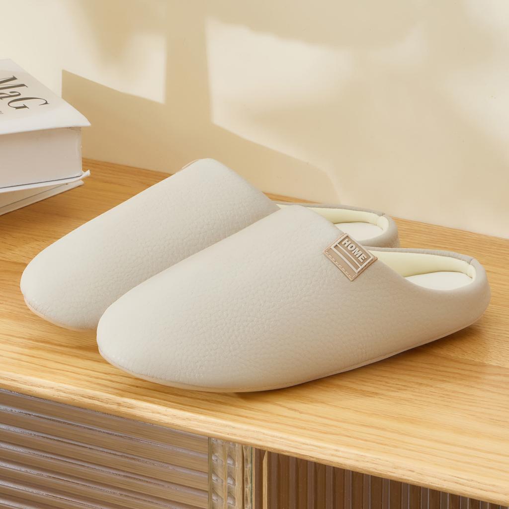 Women Home Slippers PU Warm Slides Comfortable Non-slip Slippers Indoor Outdoor Men Casual Slippers