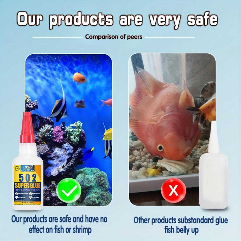 502 Super Glue – Aquarium Sealant: Buy One, Get One Free. Instant Adhesive, All-purpose Glue, Super Glue. For Metal, Plastic, Glass, Wood and Stone.