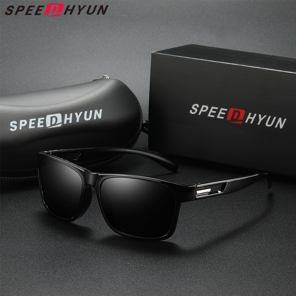 SPEEDHYUN Ultra Light Polarized Sunglasses with Retro Matte Black Frame