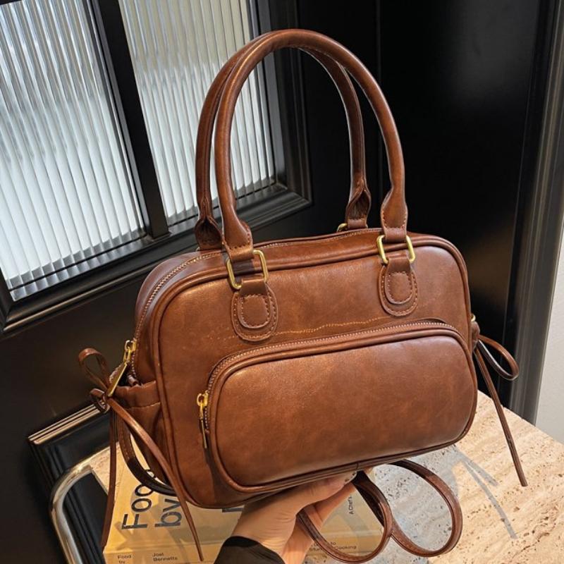 Fashion PU Zipper Solid Color Versatile Shoulder Bag High Quality Large Capacity Crossbody Bag Soft Trendy Simple Handbag