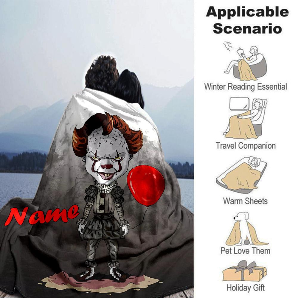 Customiz Name Personality Pennywise the Dancing Clown Blanket Soft &Warm Sofa Office Bed Travel Lunch Break Blanket, Gift Suitable All Seasons