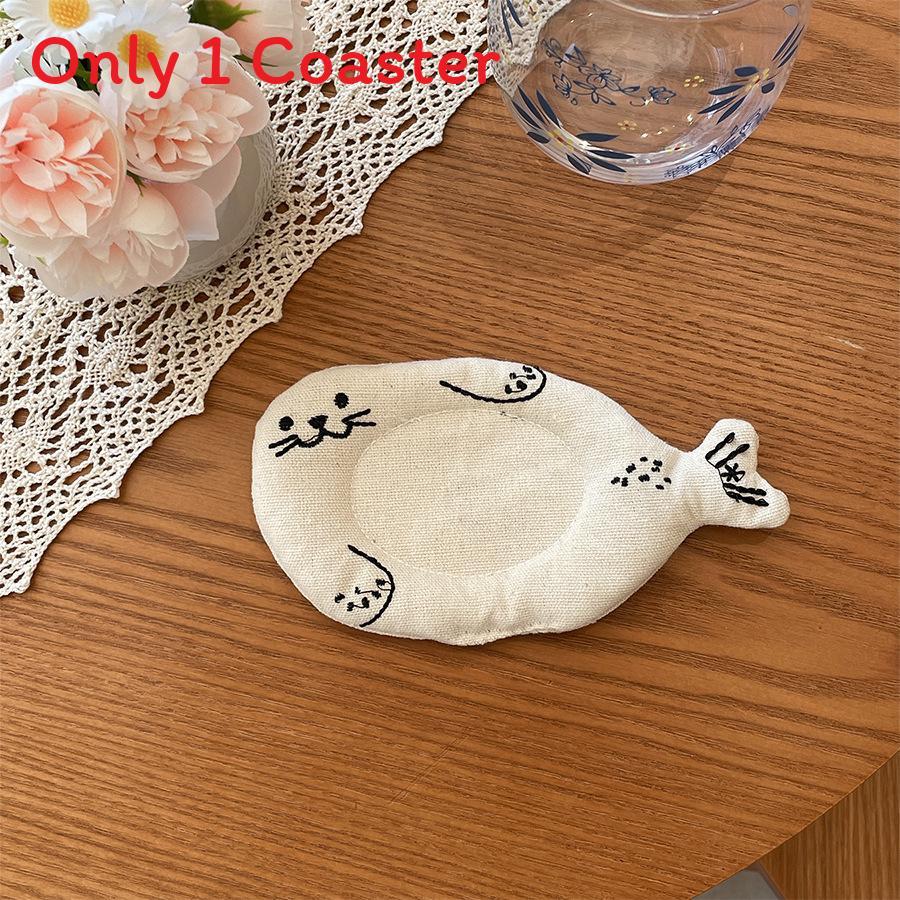 Creative Animal Cartoon Coasters With Insulation And Plush Fabric For Home Decor