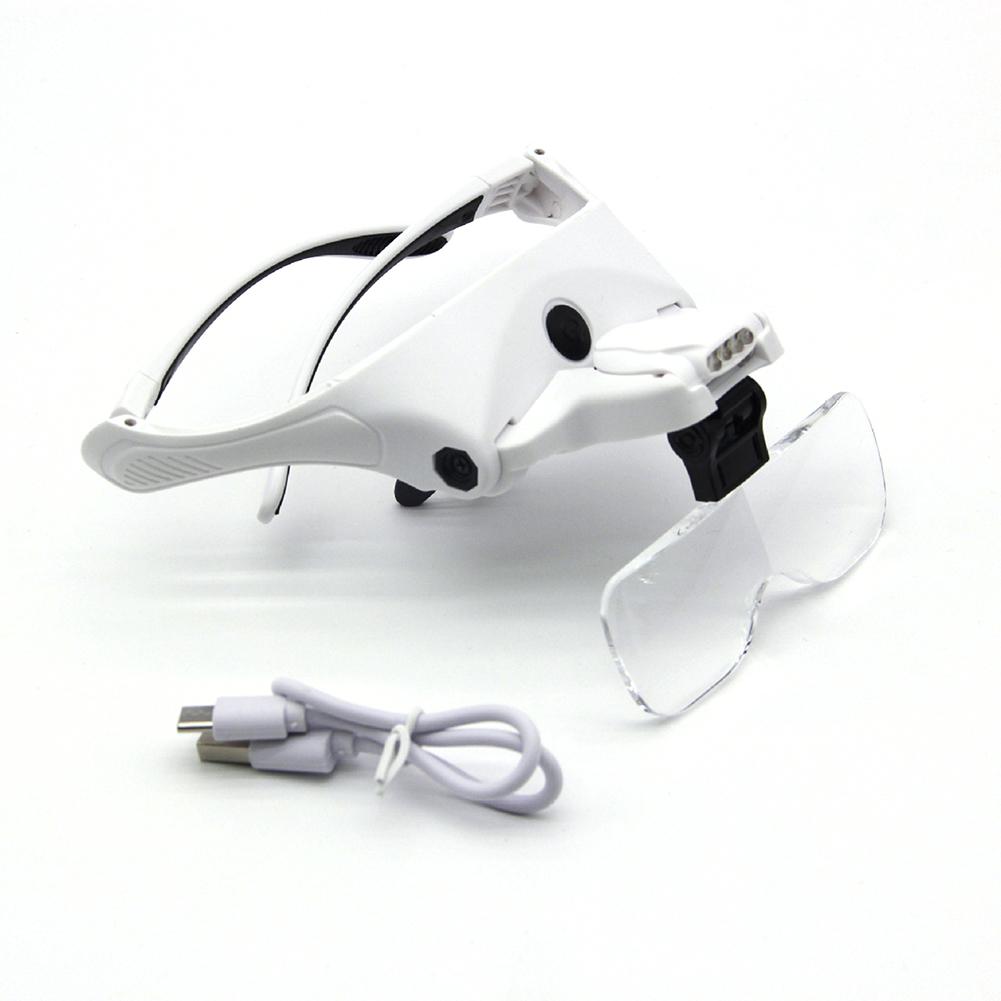 Kopfmontierte Freihand-Lupe mit Leistungsanzeige LED Uhrmacherlupe Batterie mit großer Kapazität für Juwelierlupe Handwerk