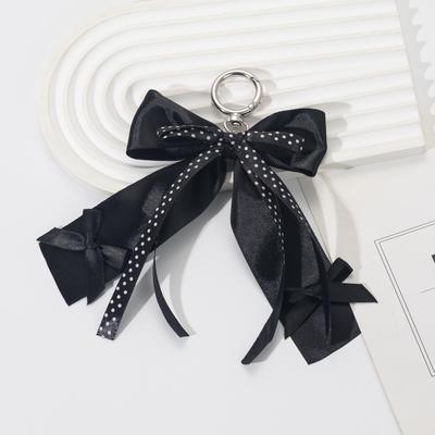 Portachiavi e Ciondolo Decorativo per Borsa con Fiocco Retro a Pois Elegante