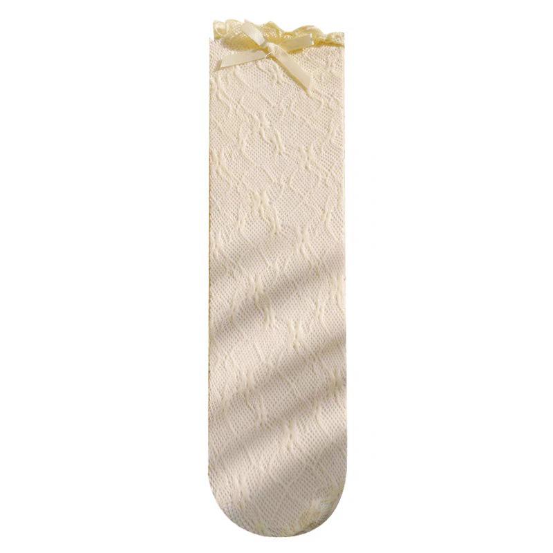 Korean Style Lace Bowknot Fishnet Calf Socks - Thin Hollow Garter Scrunch for Women