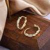 White Zircon Small Round Stone Twisted Infinity Hoop Earrings For Women Vintage Gold Color Ear Buckle Wedding Jewelry Valentines