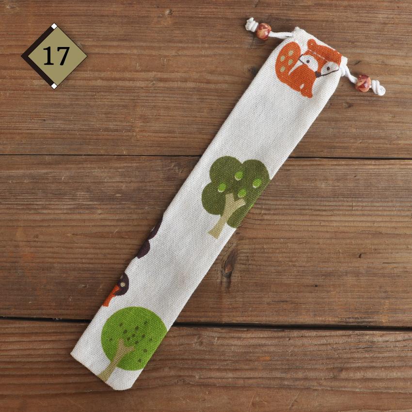 1pc Eco Friendly Canvas Drawstring Pouch Japanese Style for Chopsticks Spoon Straw Home Kitchen Travel Organizer