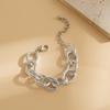 Layered Aluminum Stylish Chain Necklace With Geometric Metal Lock For Women