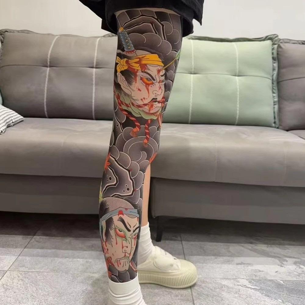 Printed Tights Fake Tattoo Socks Sun-proof Sexy Stockings New Fishing Elastic Socks  Unisex